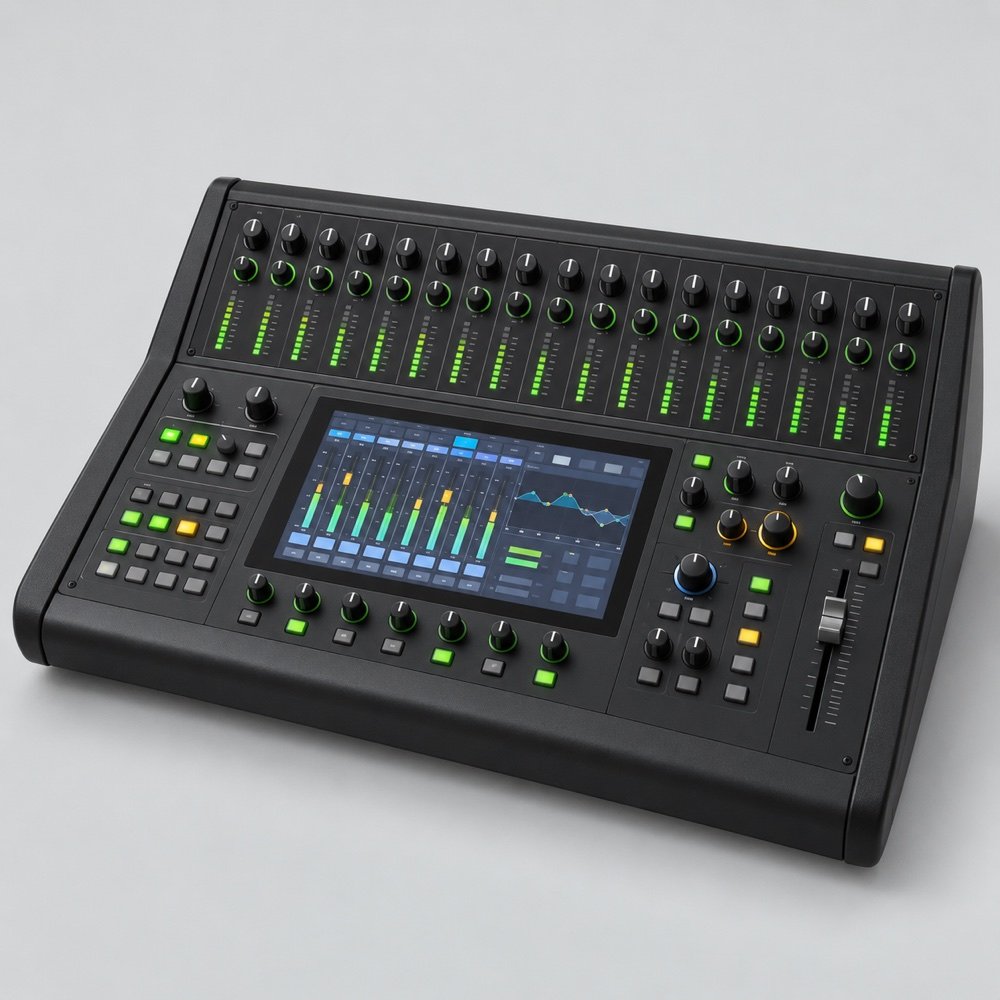 AI model-reference illustration of Ashly Audio digiMIX24; not a photograph of Expomaster inventory