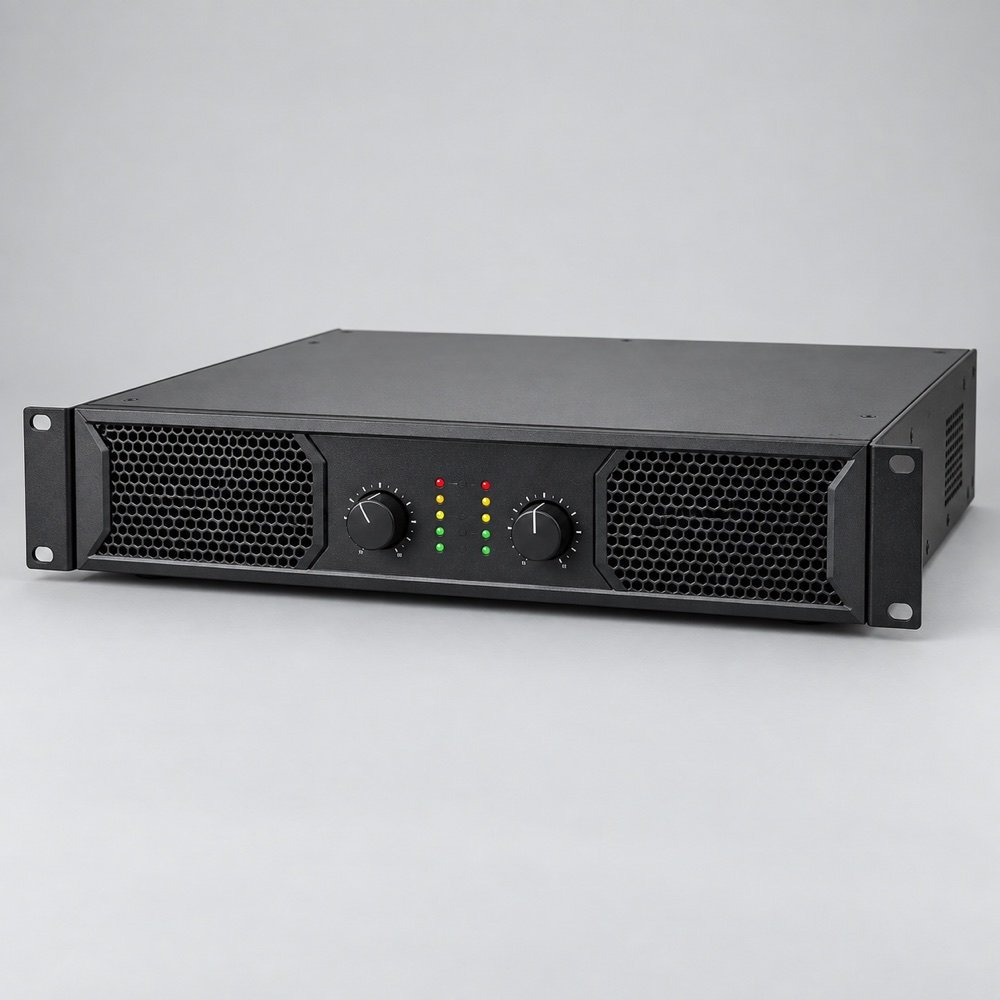 Representative amplifier illustration for CROWN 2000W; exact model appearance is unconfirmed