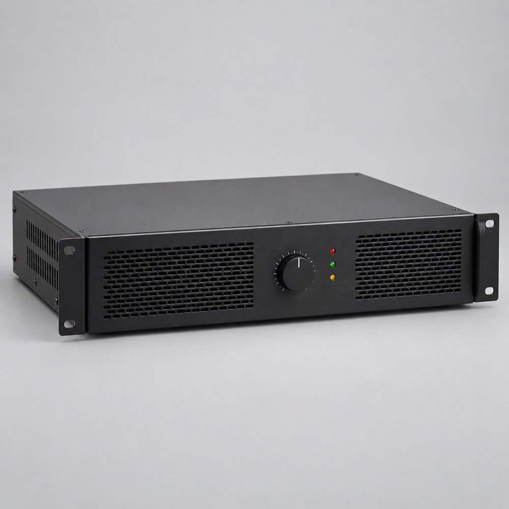 Representative amplifier illustration for EXPO SINGLE CH AMP; exact model appearance is unconfirmed