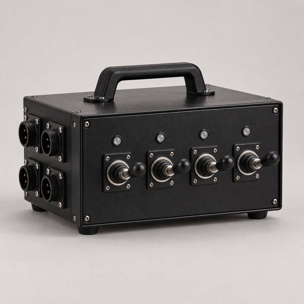 AI illustration of 4-channel 4-Channel Hoist Controller; not an inventory photograph