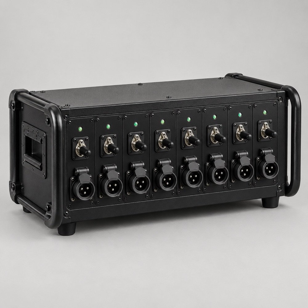 AI illustration of 8-channel 8-Channel Hoist Controller; not an inventory photograph